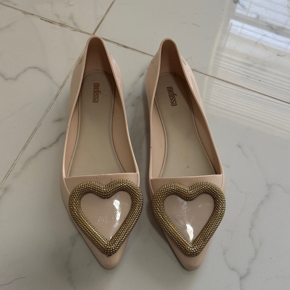 Melissa Women's Cream Heart Embellished Flats